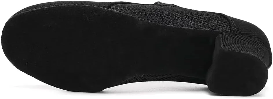 Women's Lace up Latin Dance Practice Shoes Block Heel Canvas Salsa Tango Ballroom Dance Shoes