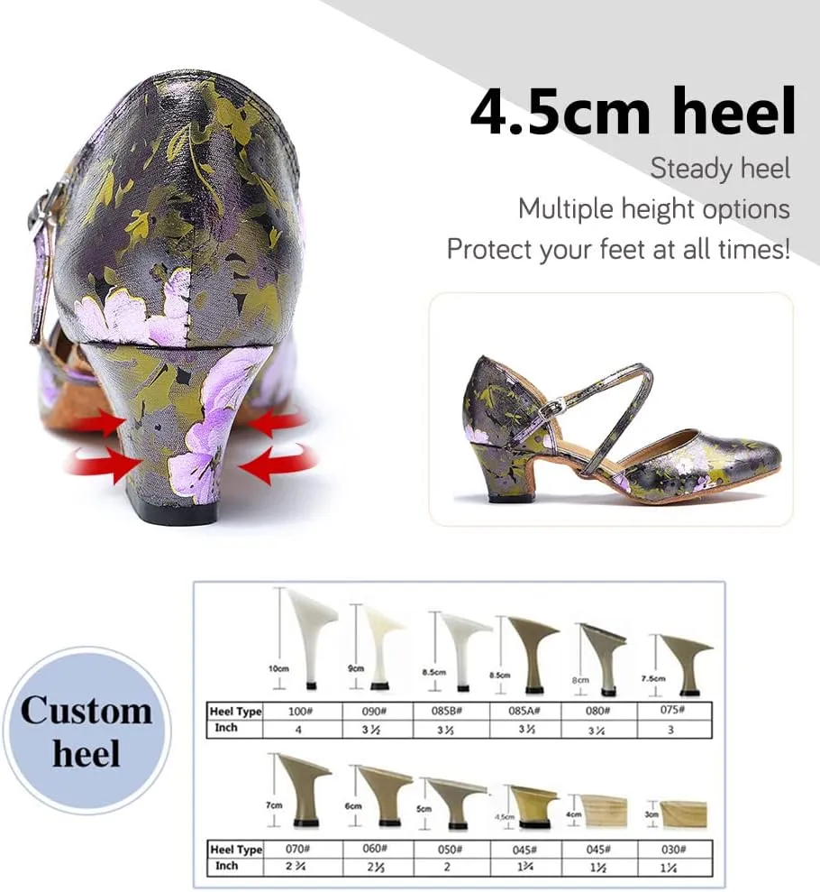 Women's Latin Ballroom Dance Shoes Closed Toe Character Modern Tango Salsa Dancing Pump with Cross Strap,Model L246