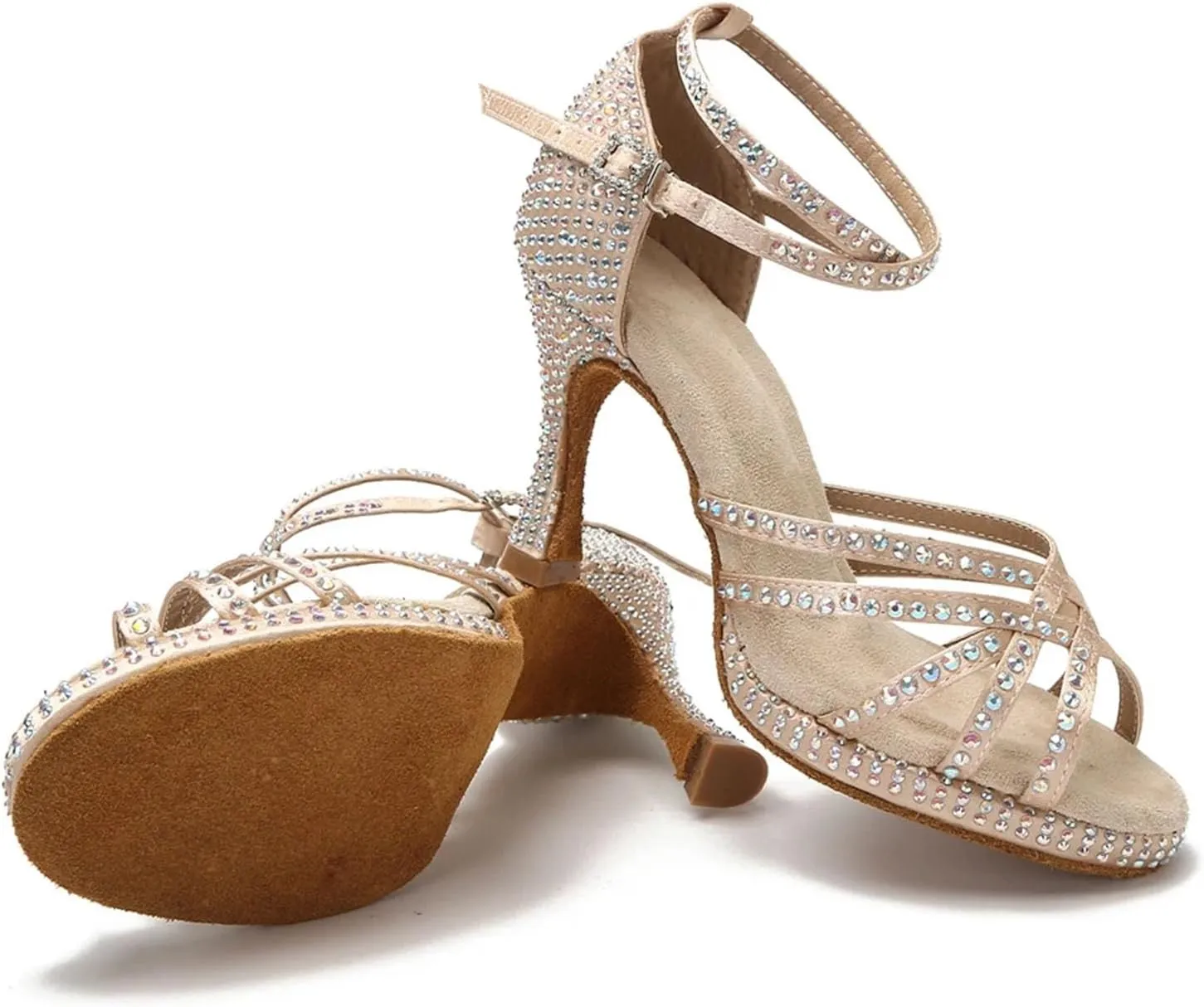 Women's Non-Slip Latin Dance Shoes - Thick Soft Bottom Salsa Rumba Sandals, 5CM/2Inch Heel Height