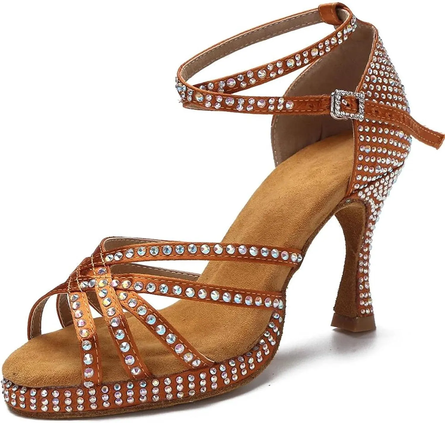 Women's Non-Slip Latin Dance Shoes - Thick Soft Bottom Salsa Rumba Sandals, 5CM/2Inch Heel Height