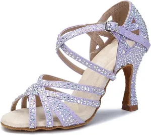 Women's Purple Latin Dance Shoes - Salsa Ballroom Party Performance Sandals, 5CM/2Inch Heel Height
