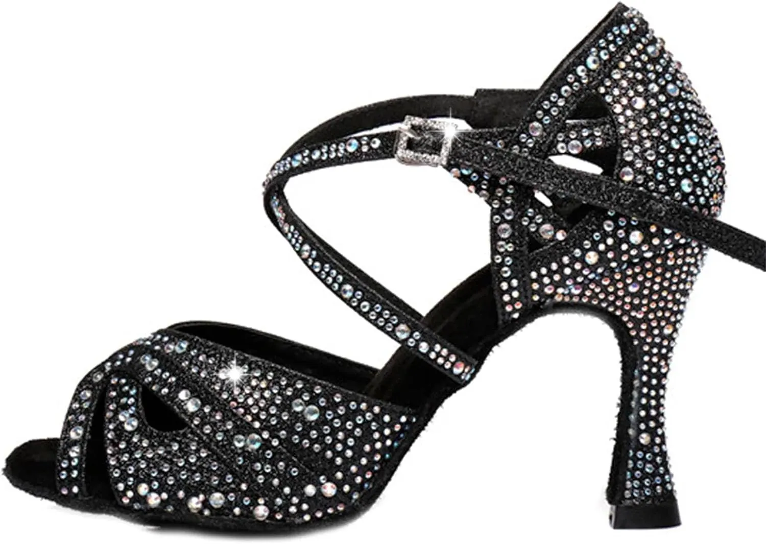 Women's Rhinestone Latin Dance Shoes - Tango Ballroom Soft Sole Wedding Sandals, 5CM/2Inch Heel Height