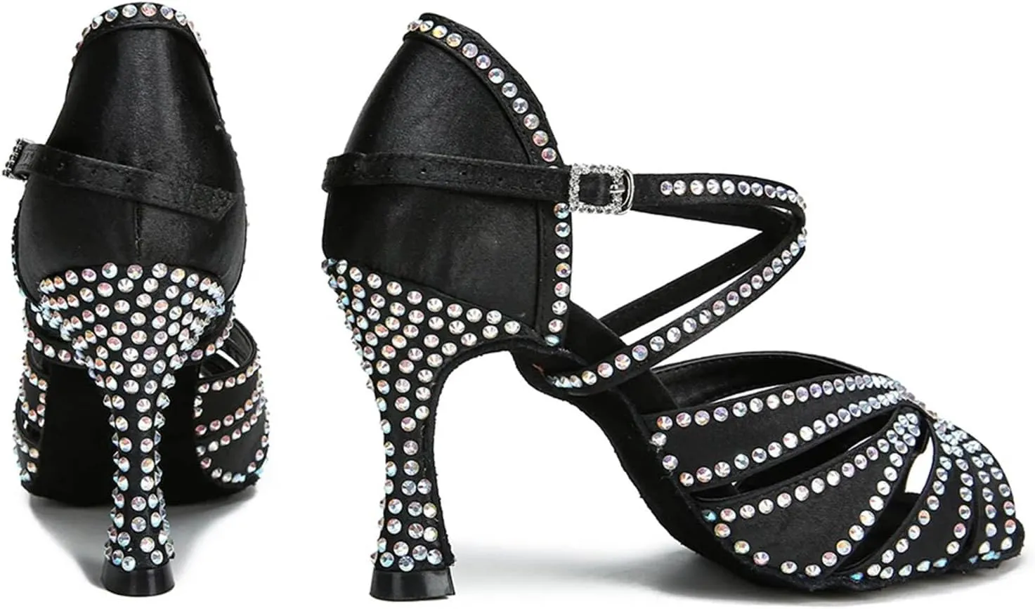 Women's Rhinestone Latin Dance Shoes - Tango Salsa Ballroom Party Sandals, 5CM/2Inch Heel Height