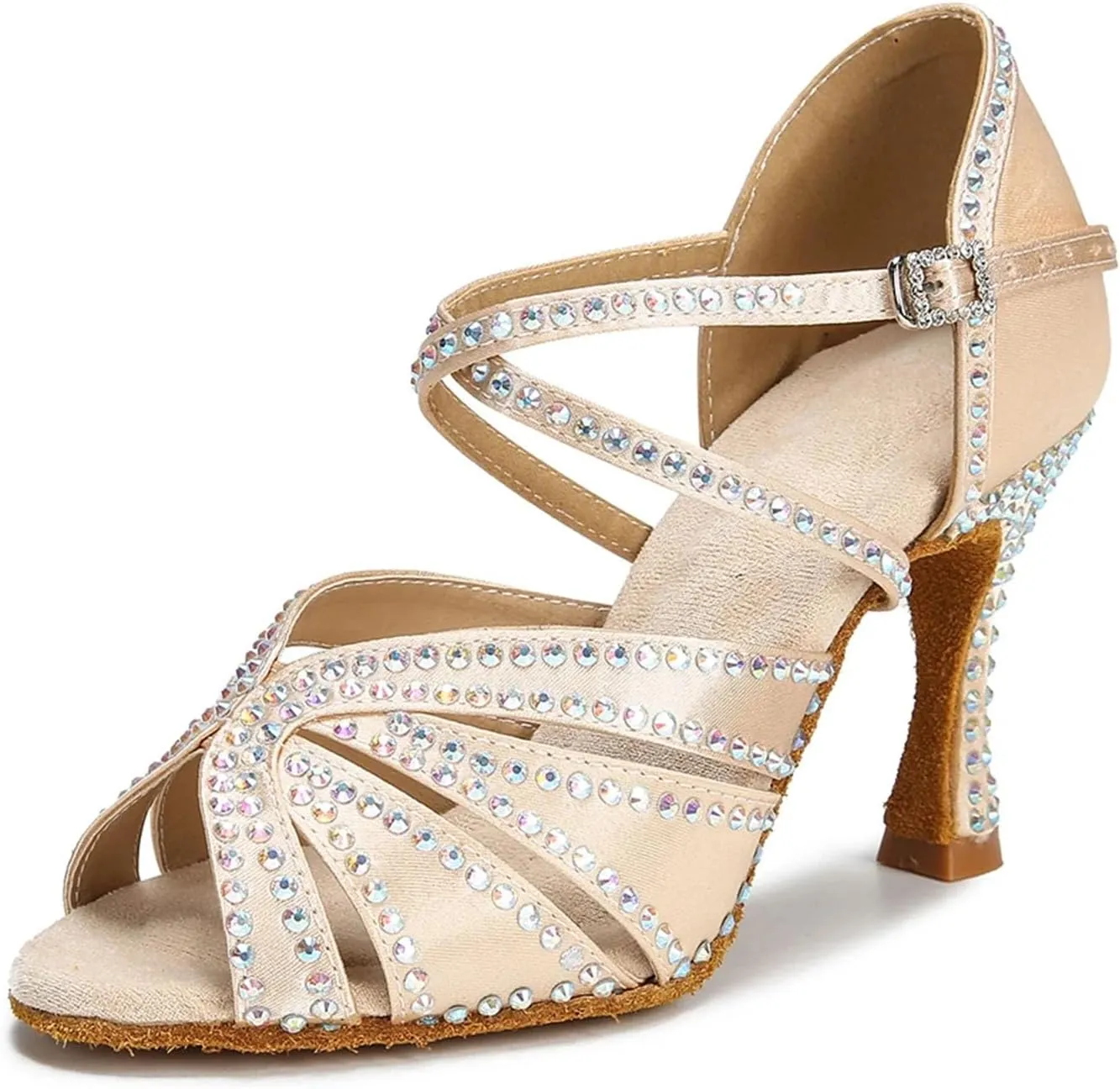 Women's Rhinestone Latin Dance Shoes - Tango Salsa Ballroom Party Sandals, 5CM/2Inch Heel Height