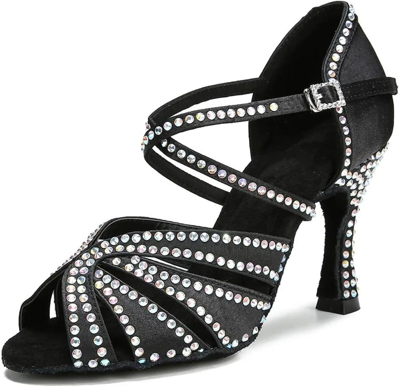 Women's Rhinestone Latin Dance Shoes - Tango Salsa Ballroom Party Sandals, 5CM/2Inch Heel Height