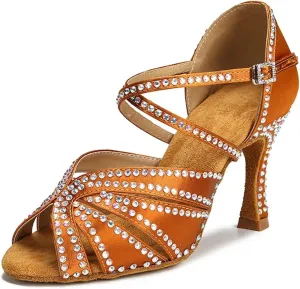 Women's Rhinestone Latin Dance Shoes - Tango Salsa Ballroom Party Sandals, 5CM/2Inch Heel Height