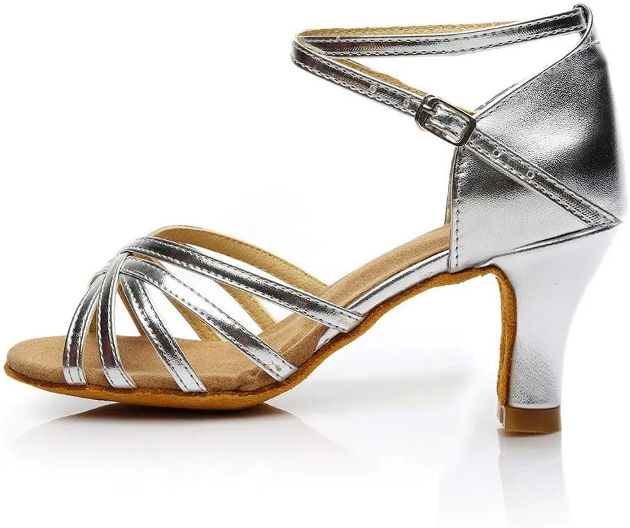 Women's Satin Latin Dance Shoes Open Toe Sandals For Women Dressy Summer Ballroom Salsa Practice Performance Dancing Shoes