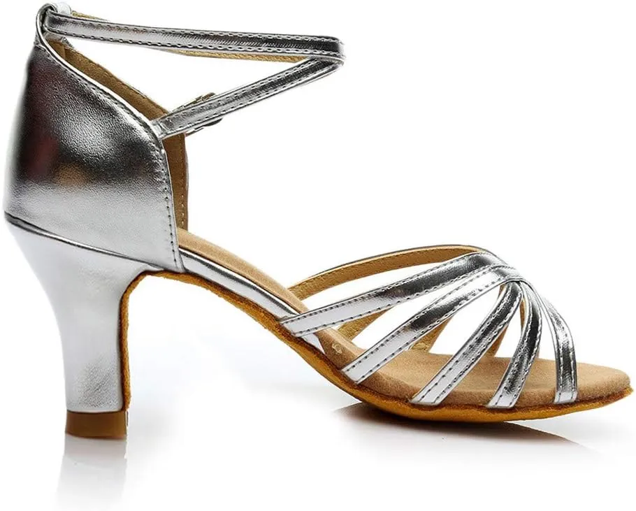 Women's Satin Latin Dance Shoes Open Toe Sandals For Women Dressy Summer Ballroom Salsa Practice Performance Dancing Shoes