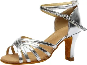 Women's Satin Latin Dance Shoes Open Toe Sandals For Women Dressy Summer Ballroom Salsa Practice Performance Dancing Shoes