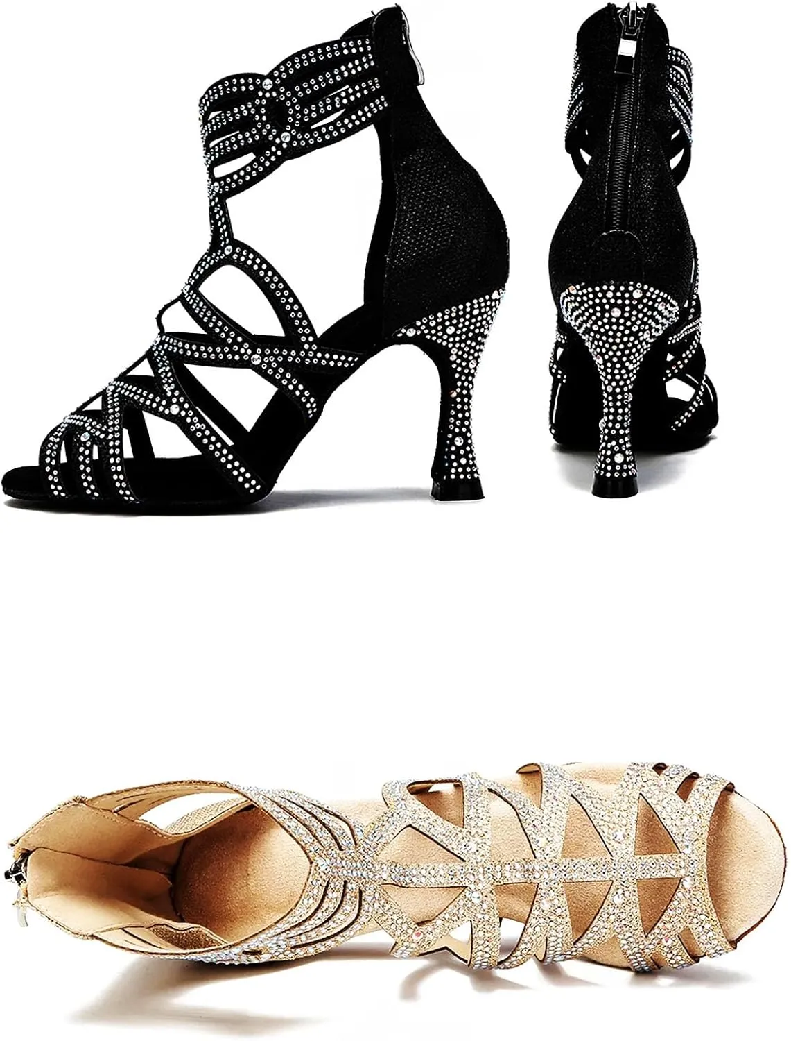 Women's Silver Fashion Latin Dance Boots - Ballroom Salsa Tango Wedding Shoes, 5CM/2Inch Heel Height